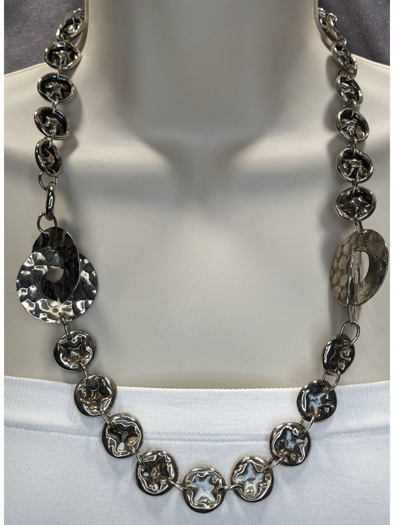 Brutalist Hammered Crushed Link Necklace